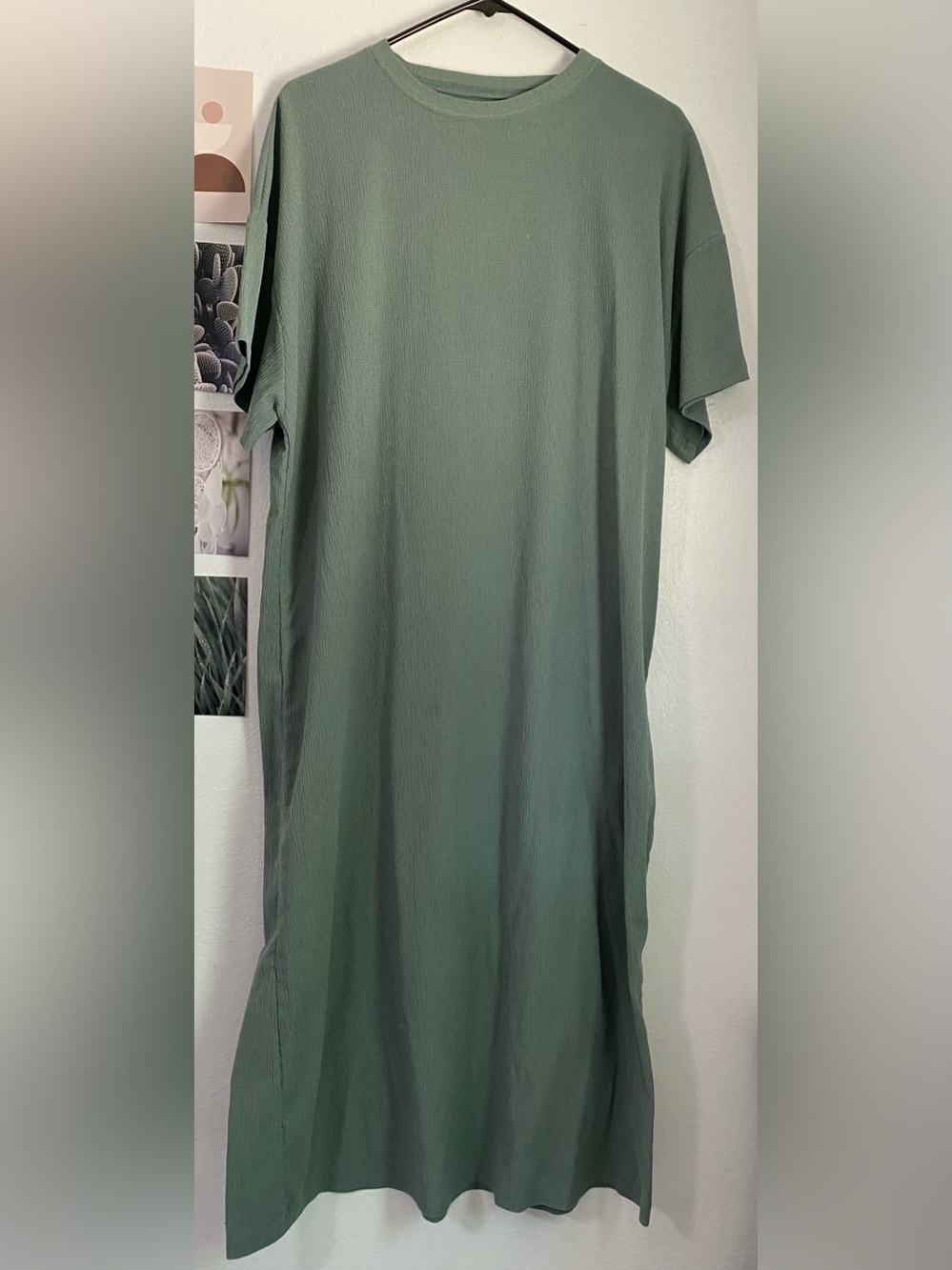 SHEIN Sage Green Short Sleeve Maxi Dress